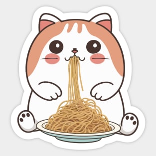 Cat eating spaghetti Sticker